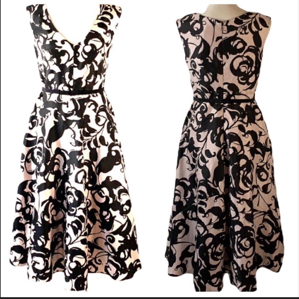 Taylor Pink Blush & Black Printed Balloon Homecoming Dress Sz 2